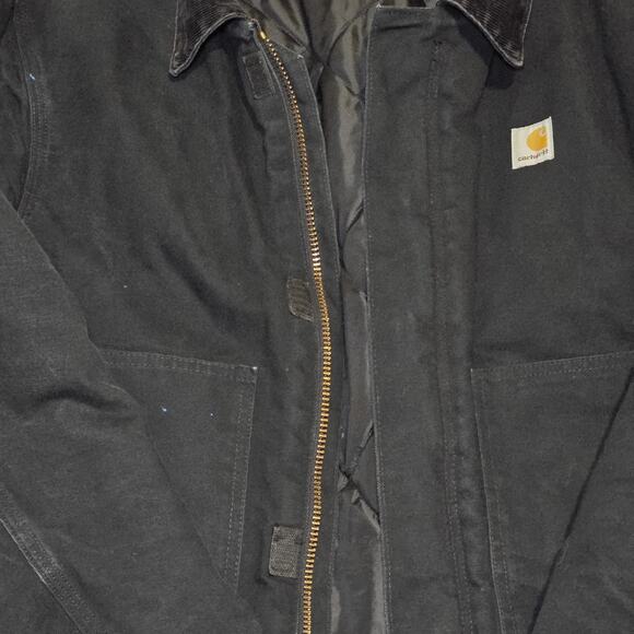 Vintage Carhartt Detroit Jacket J01 Made USA Blk Duck Quilted Lined Men’s Large - Picture 7 of 16